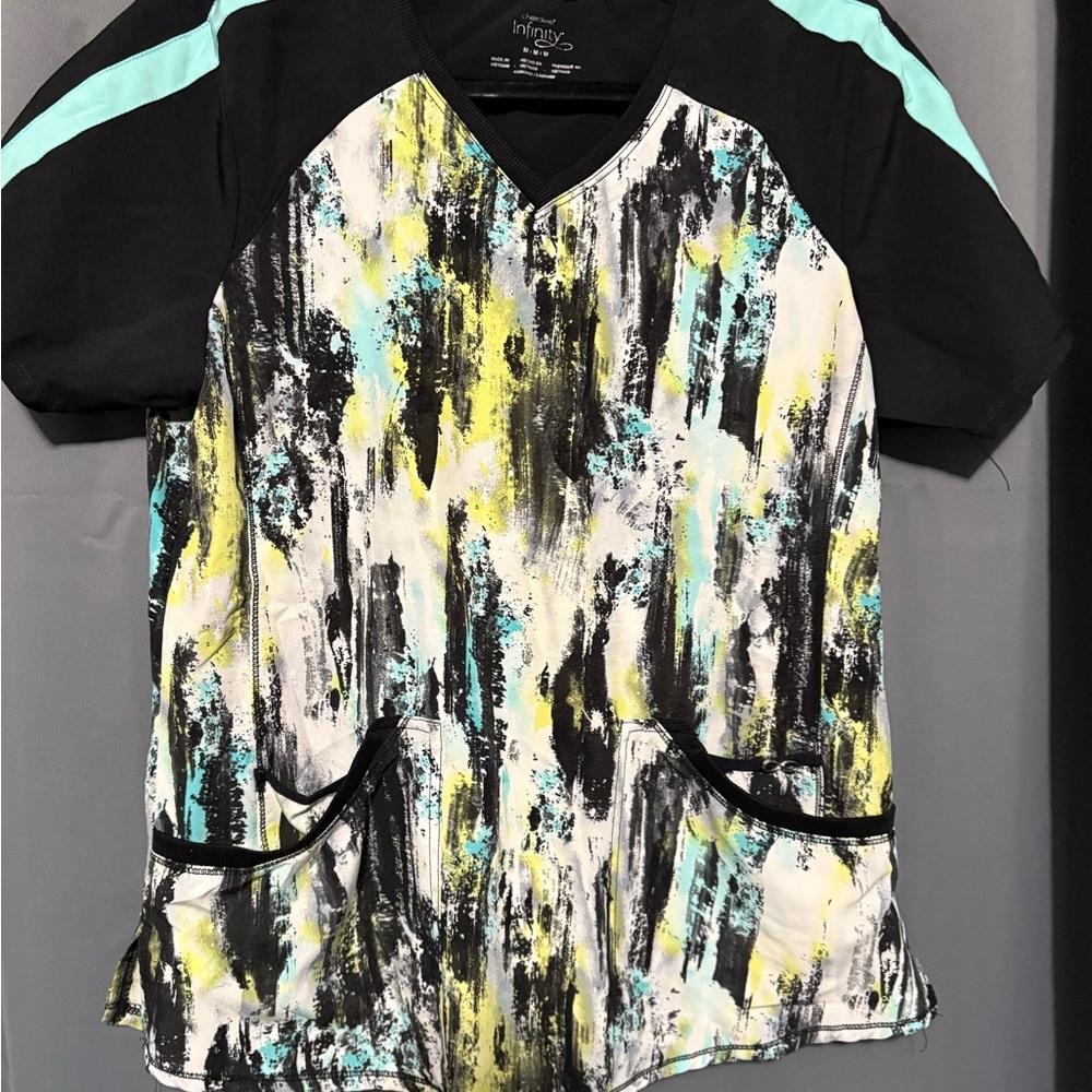 Cherokee Women's Brushstroke Blouse - Black, Yellow, Aqua